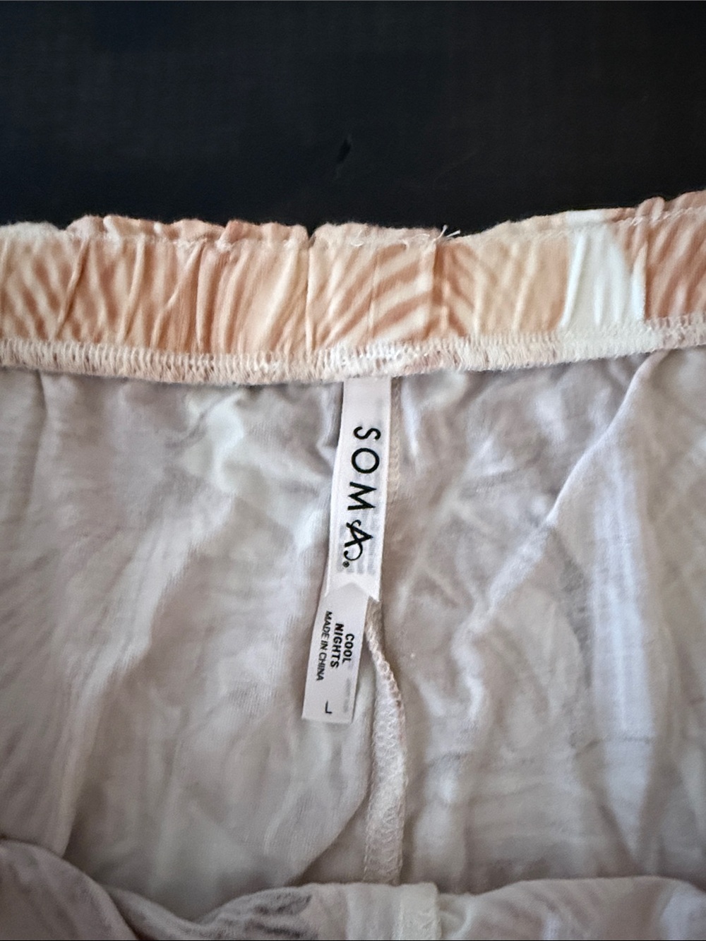 Soma Cool Nights Neutral Tropical Leaves Lounge PJ Short with Pockets Size Large - Picture 2 of 7